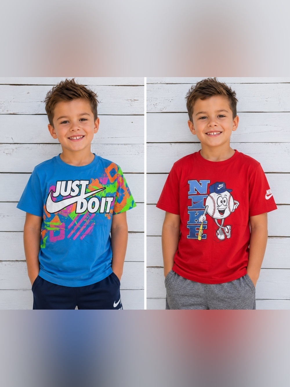 Nike Blue & Red Graphic Kids Short-Sleeve Tees 2-Pack